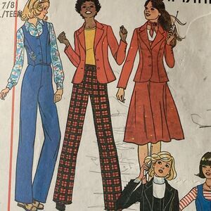 Simplicity 7721 Pattern Pant Vest Skirt Jacket Teen Girl 8 Vintage Midi Modest